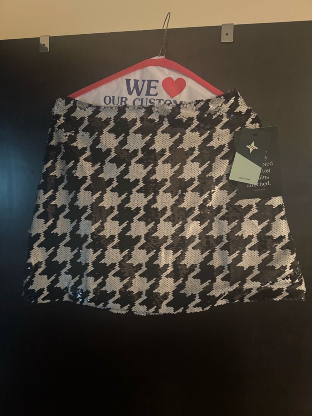 NWT Tuckernuck Meg Mini Skirt Womens 4 Houndstooth Sequin